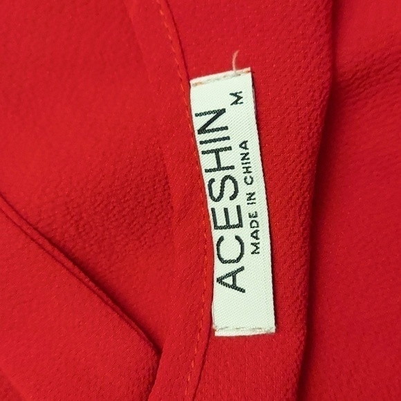 ACESHIN Red Butterfly Sleeve Tie Back Top - Picture 7 of 9